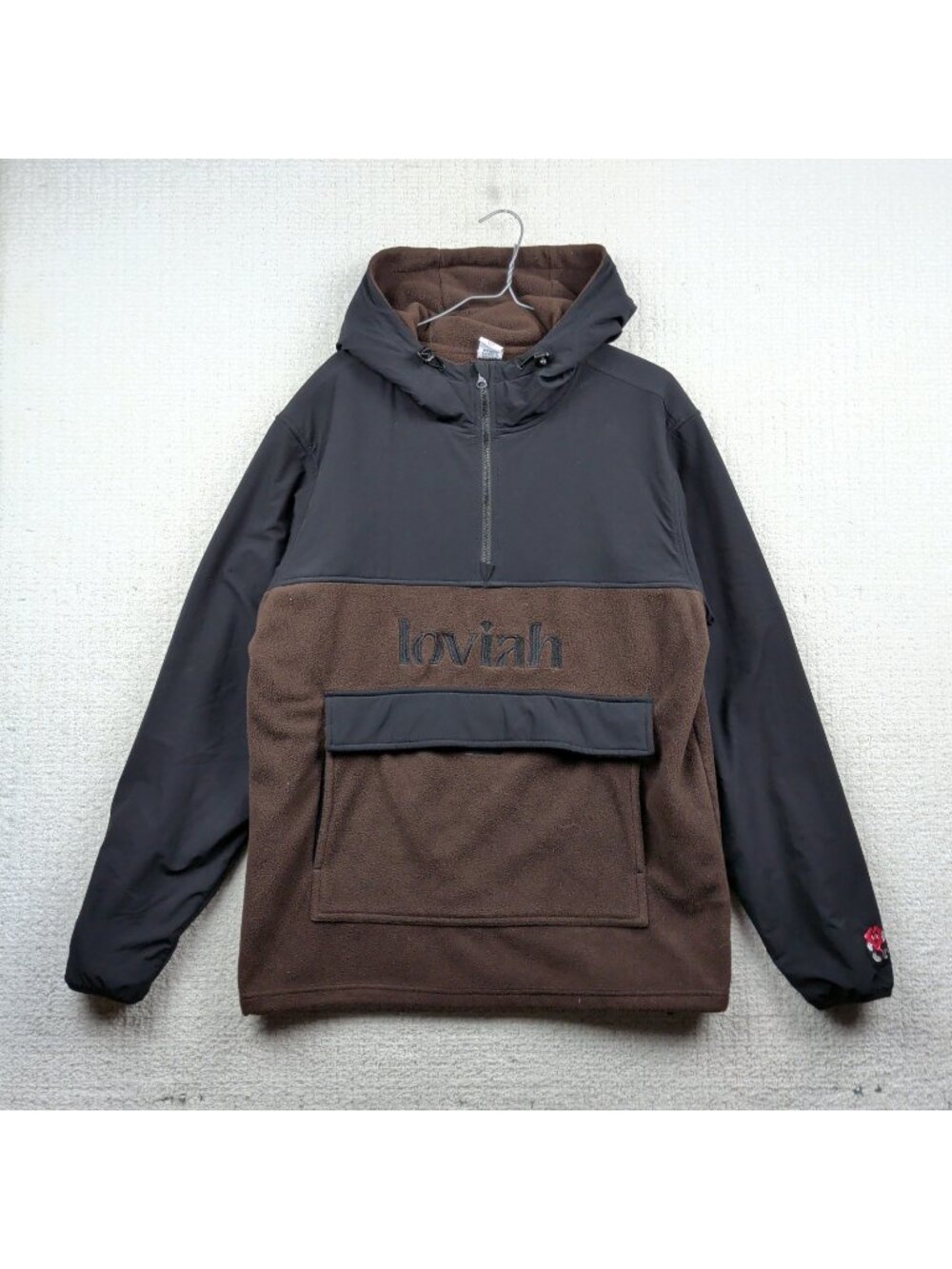Loviah Skateboard Montreal Anorak Polar Fleece Jacket Men Sz L Brown Black Gorp